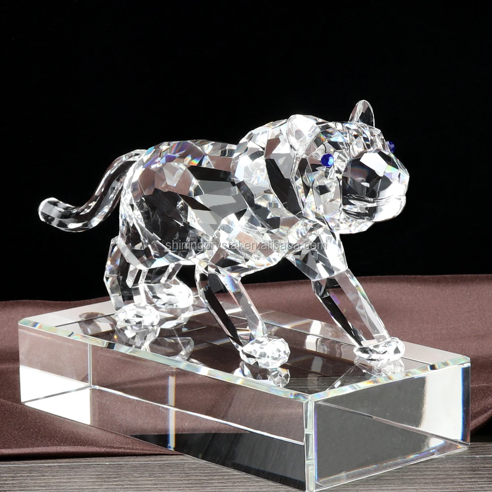 Unique Crystal Glass Tiger Figurine The Chinese Zodiac Ornament Crystal ...