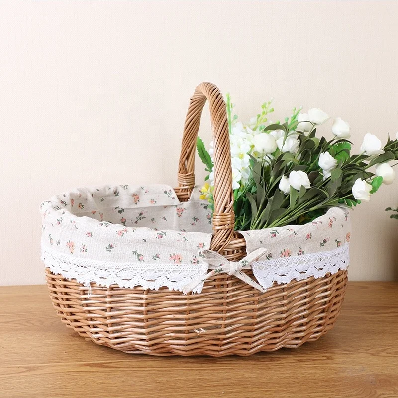 New Style Picnic Hamper Baskets Wicker Storage Basket Cosmetic Flower ...