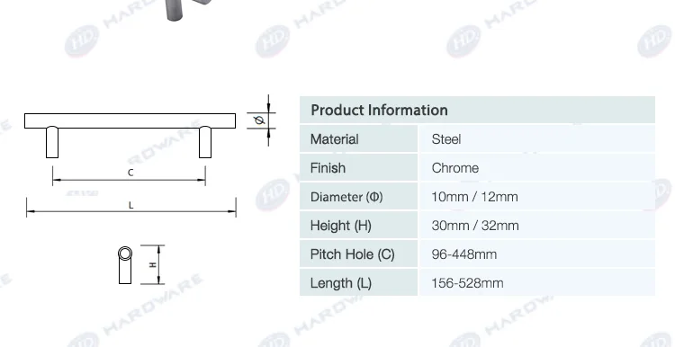 Hdhardware Muebles De Metal De Acero De T-bar Mango Para Muebles