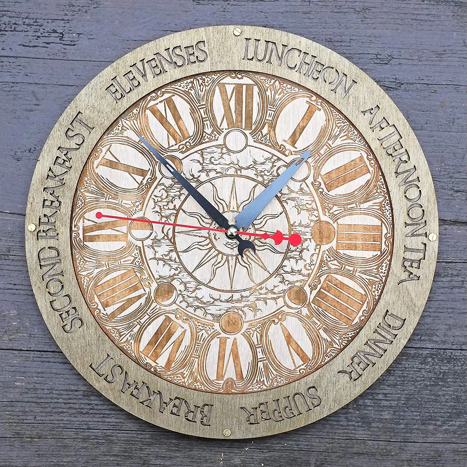 Wooden Kitchen Wall Clocks Find Get Quotations Meal Times Sun And Moon Br Color Ring Unique Kitchen Wooden Wall Clock Home Decor