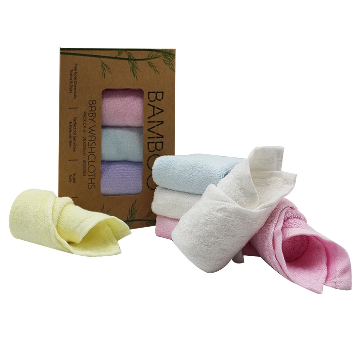 High quality organic bamboo terry washcloths 10"x10" baby face towel