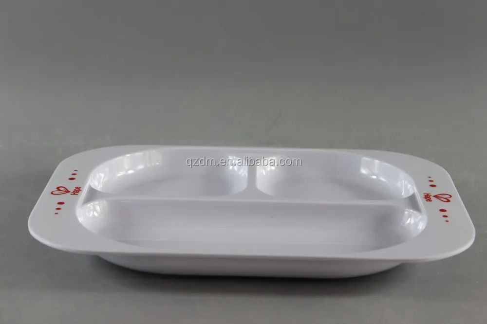 Square Shape Melamine 3 Divided Plate For Kid
