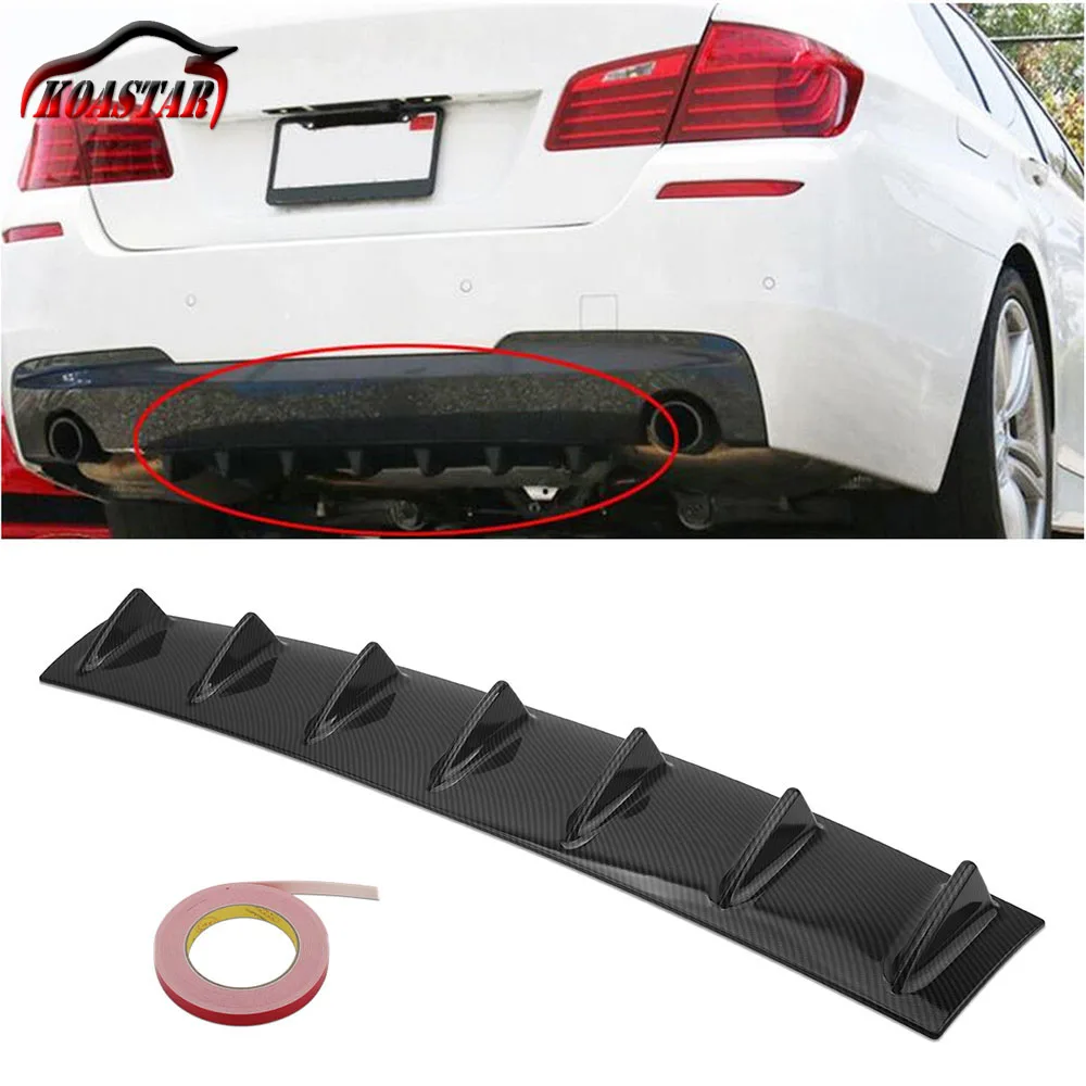 Universal Carbon Fiber Look Lower Shark 5 Fin Rear Body Bumper Diffuser Kit
