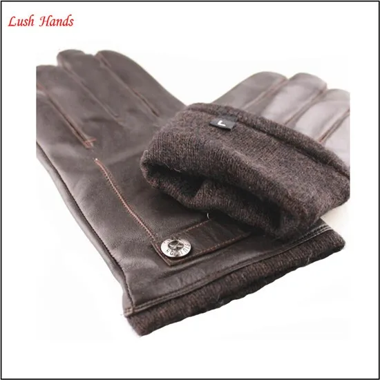 Men's New Style Genuine Sheepskin Soft Leather Winter Warm Gloves