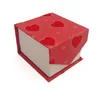 High quality cute red boxes with magnet clossing flap lid with velvet flocking heart ring paperboard jewelry packaging box