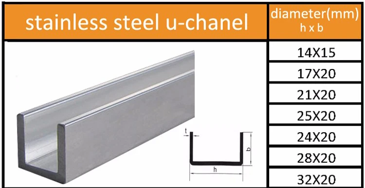 10mm x 15mm x 1mm x 1m Stainless Steel 304L Grade Channel/U-Channel