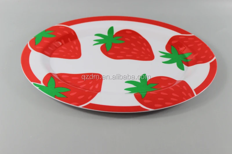 Strawberry Print Melamine Oval Dinner Plate