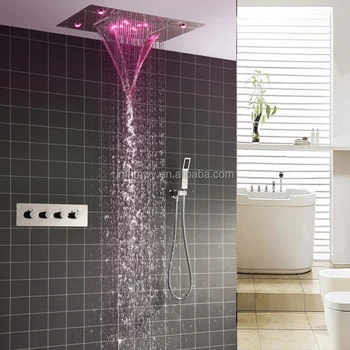 Bathroom Fixture Conceal Rain Shower Ceiling Mounted Waterfall Bathroom Fixture Conceal Rain Shower Ceiling Mounted Waterfall Rainfall Head High Flow Thermostatic Led
