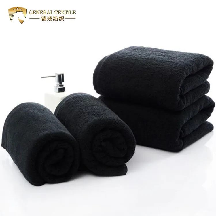 Black Color 16s 40*80cm 180g 100 Cotton Hair Towel For Salon Spa