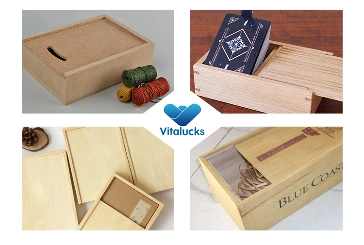 Decorative craft small wooden sliding lid box for business card