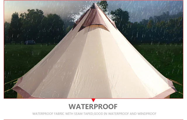 Cotton canvas with durable steel pole teepee modern pagoda luxury yurt bell tent for family hotel camping C01-C051