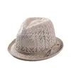 Simple Hollow Jazz Cap Leather Strap Bow Ladies Straw Hat