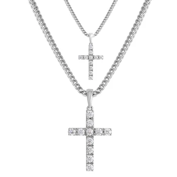 Fashion Jewelry 925 Sterling Silver Cz Iced Out Diamond Cross Pendant ...