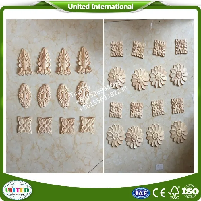 Decorative wood onlay unfinished wooden craft traditional beech wood applique