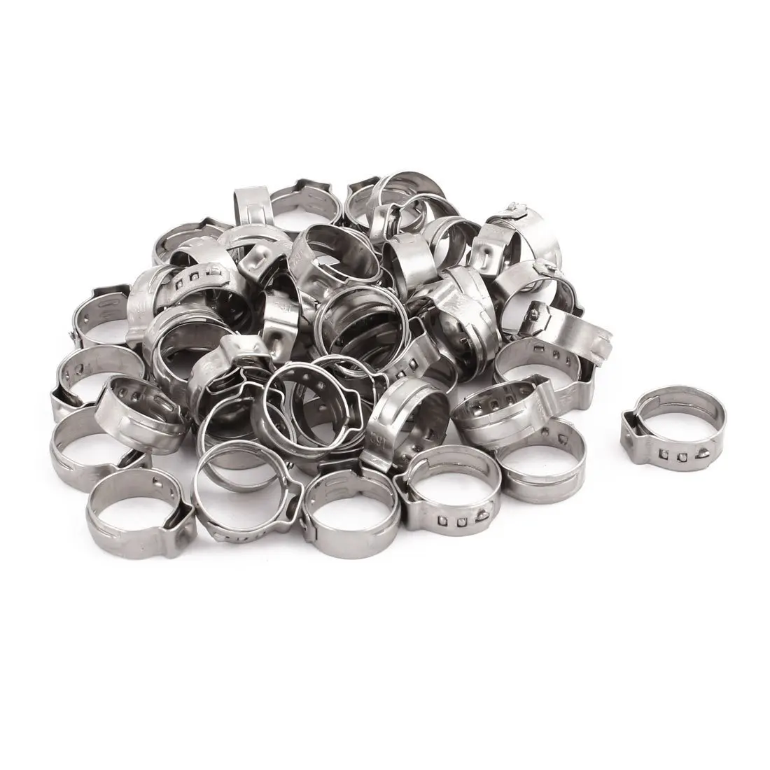 uxcell 13.7mm-16.2mm 304 Stainless Steel Adjustable Tube Hose Clamps Silver Tone 50pcs