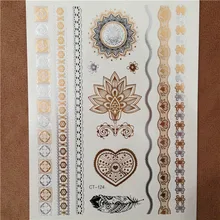 Pintura da arte de corpo tatuagem adesivos Descartáveis índios do flash tatoo tatuagem temporária glitter ouro para as mulheres tatuagens idéias
