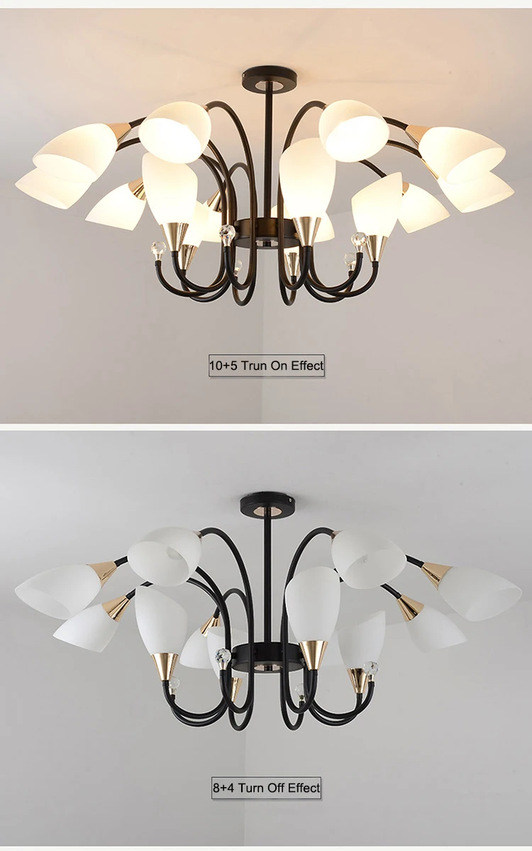 American countryside home villa bedroom dining room table iron crystal chandelier luxury modern