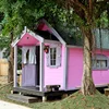 Wholesale children playhouse garden outdoor wooden kids cubby house prefab tiny house on wheels