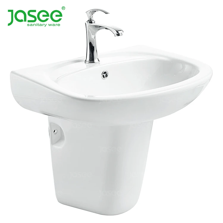 New style ceramic wall hung basin semi pedestal toilet sink for Korea