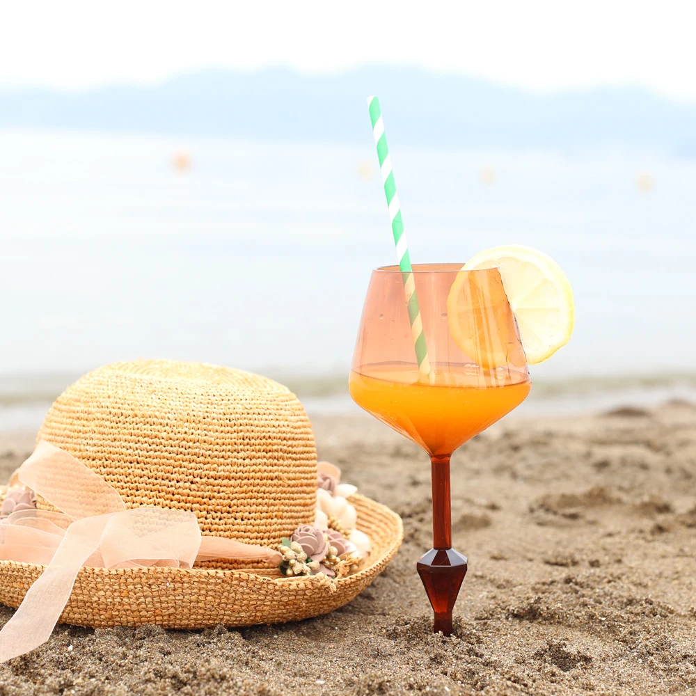 Cadeaux personnalis&eacute;s Acrylique Color&eacute; Plage Flottant Verre &Agrave; Vin