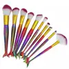 DHL Free shipping Hot Sale10Pcs Mermaid Makeup Brush Set Fish Tail Fashion make up brush