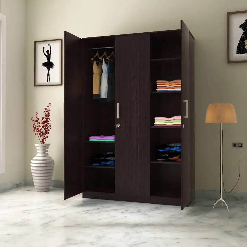 Perfect home cheap flat open wardrobe with lock and key