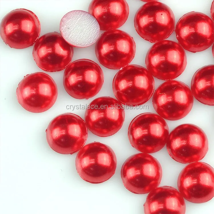 7mm light siam hot fix half round pearl, platstic ABS material hot-fix transfer dome for clothes