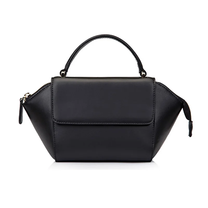black color luxury genuine leather hand bag multifunctional handbag/tote bag fashionable