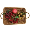 Wholesale PP rattan weaving takeout bread food display small plastic baskets with handles