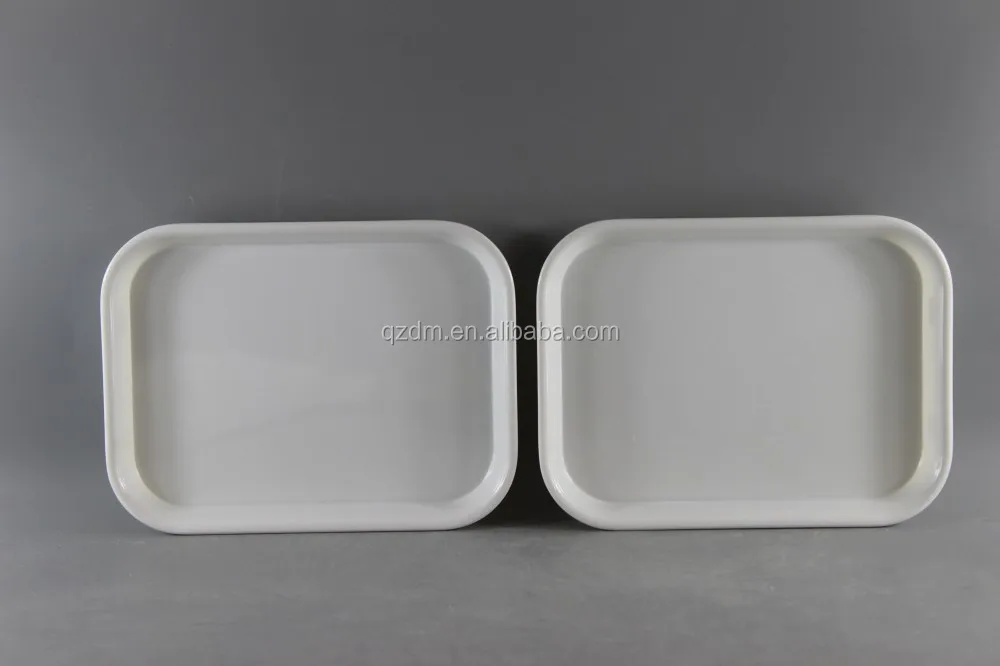 10" And 15" Melamine Rectangle Trays Plain White Material