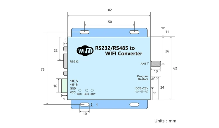 serielle RS232 RS485 zu wifi konverter 802.11b/g/n 2,4 ghz industrial wirel...