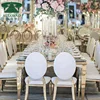 Glass rectangular 10 person gold wedding dining table