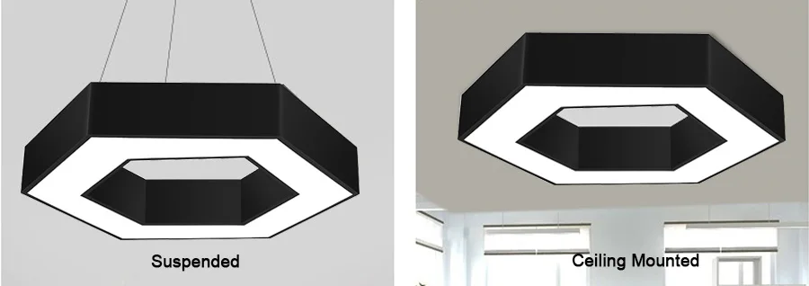 600mm/800mm/1000mm Solid Panel Hexagon LED Pendant Light with RGB Color