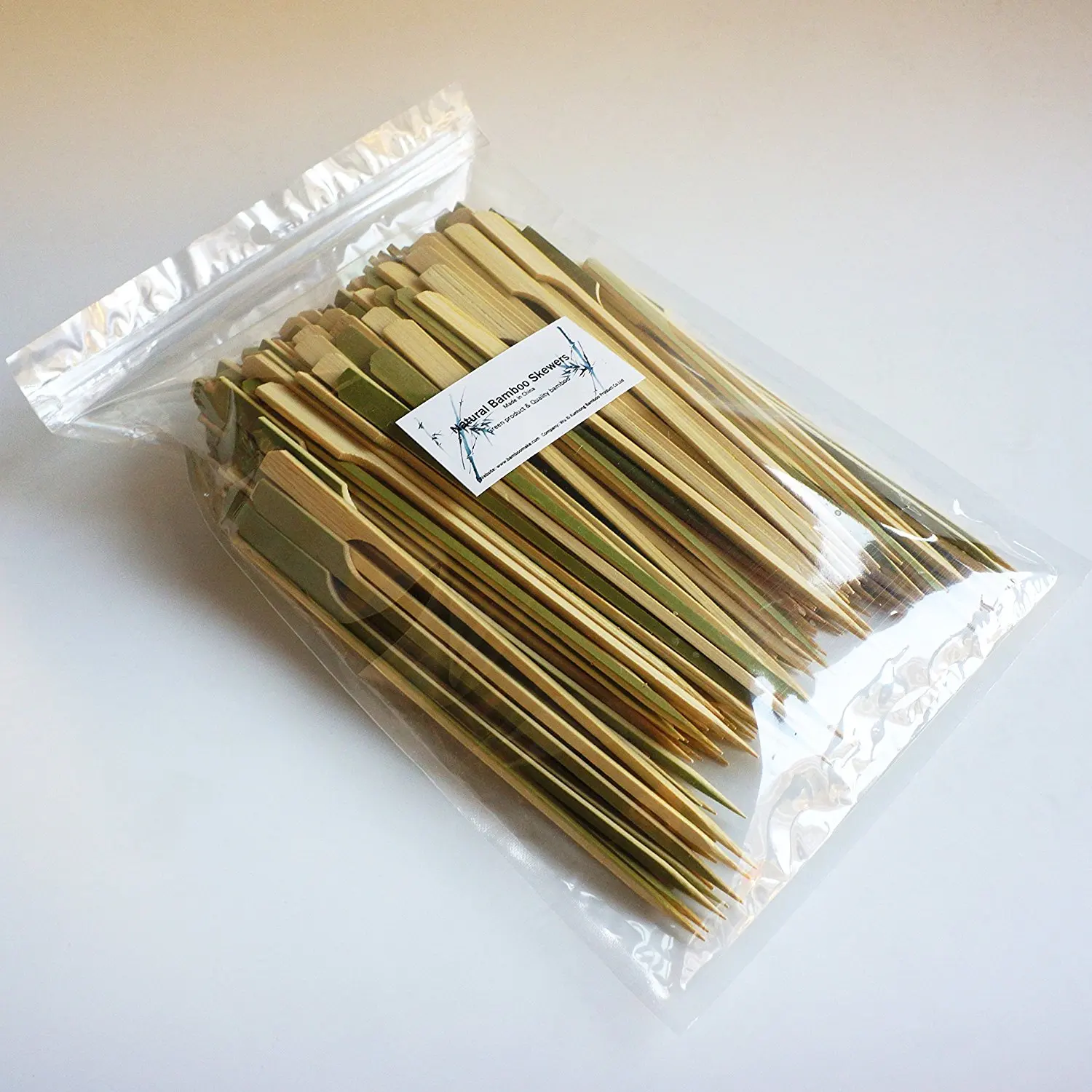Ahyapiner 8 Inch Natural Bamboo Skewers 100 Pcs BBQ Skewers Grill Party Sandwich Cocktail Paddle Sticks