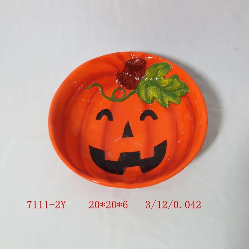 Halloween Decor Wholesale ceramic dinner pumpkin colored ceramic plate
