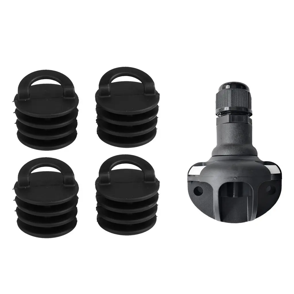 Dovewill 4pcs Kayak Marine Boat Scupper Stopper Drain Holes Plugs w/ Flag Pole Mount