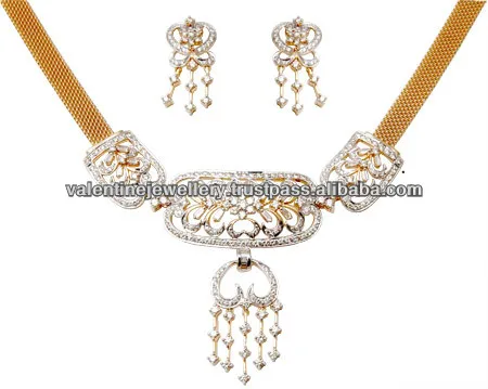اطقم  المعلم كرسكنديور Attractive-gold-diamond-necklace-set-beautiful-design