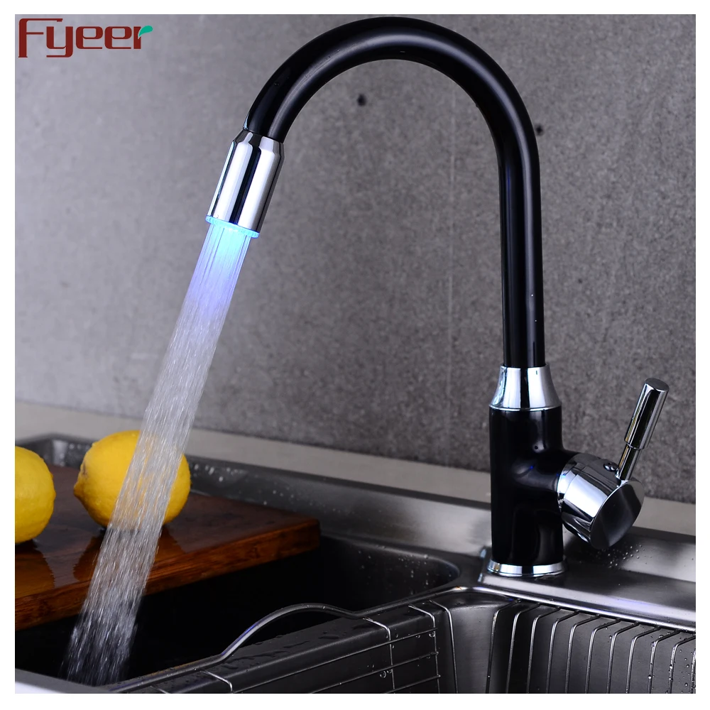 Fyeer Black Kitchen Faucet Led Kitchen Sink Tap Buy Kitchen Tap