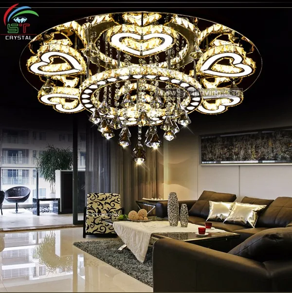 Heart-shaped led crystal ceiling light