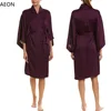 Factory Fancy Solid Satin Silky Kimono Robe Femme