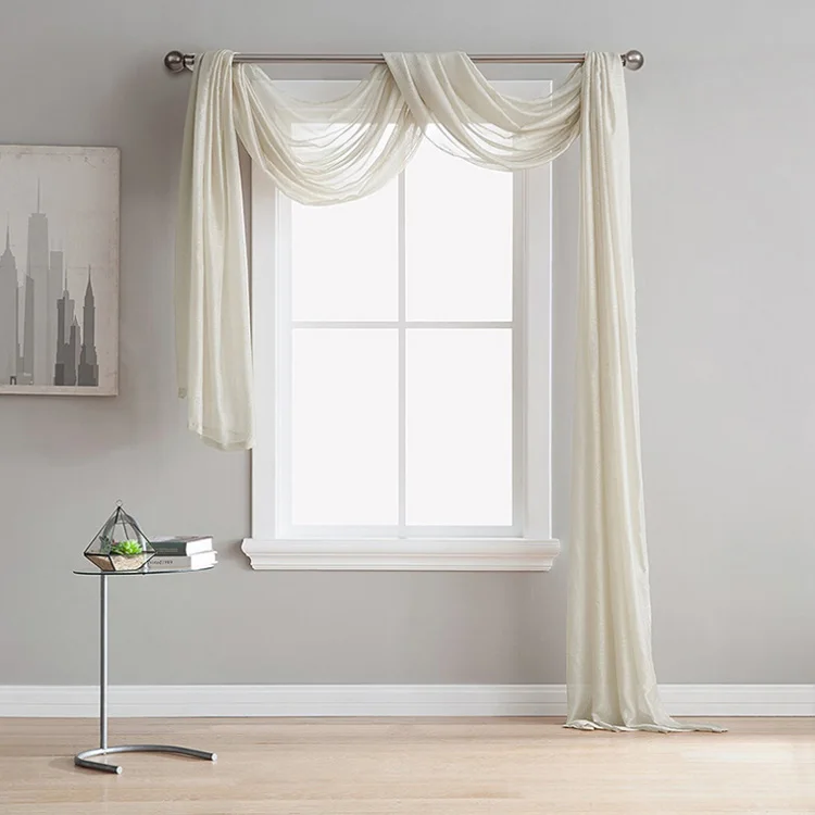 Elegant simple color customized polyester scarf curtain
