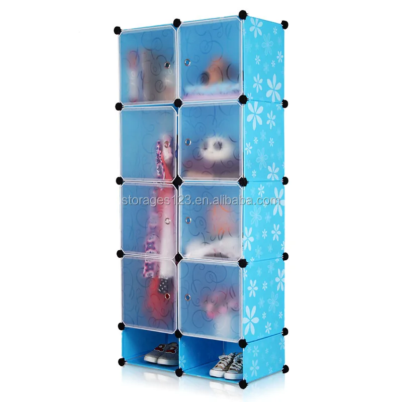 Multi Use DIY Plastic 8 Cube Organize Storage , KIDS Wardrobe Closet