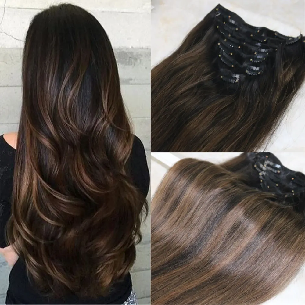 Buy Missstar Balayage Ombre Medium Brown To Bleached Brown Tape In Remy ...