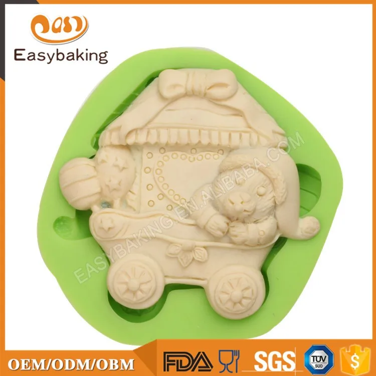 ES-1204 Baby teddy bear carriage Silicone Molds