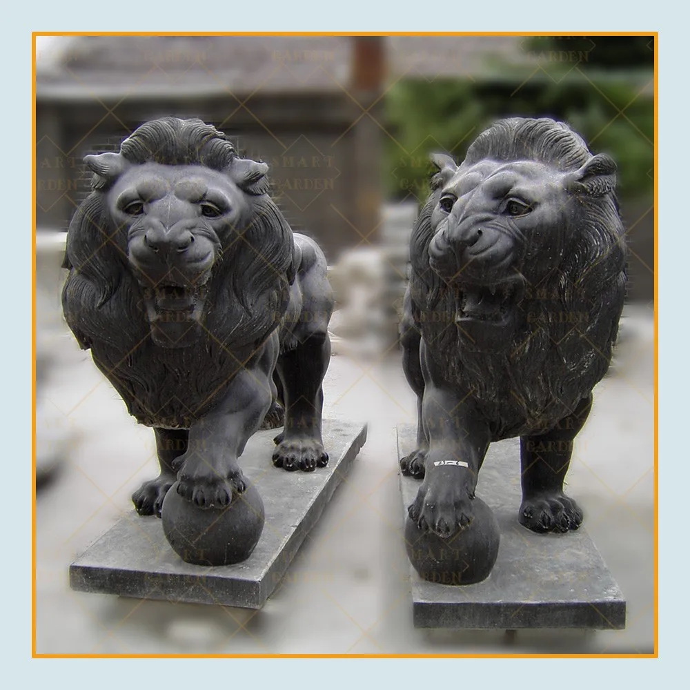 Large Outdoor Durable Artwork Hand Made Marble Sculpture Stone Lion