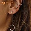 High quality fine jewelry women earring stud round dangling long earrings