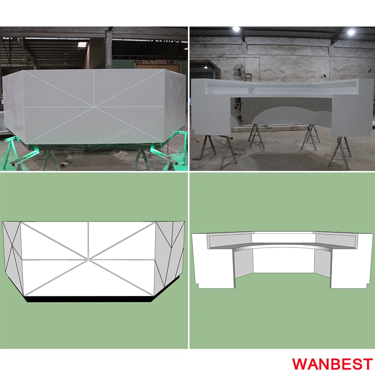 Modern Design Led Lighting Acrylic Office Furniture Gym Nurse Station Reception Desk Front Table