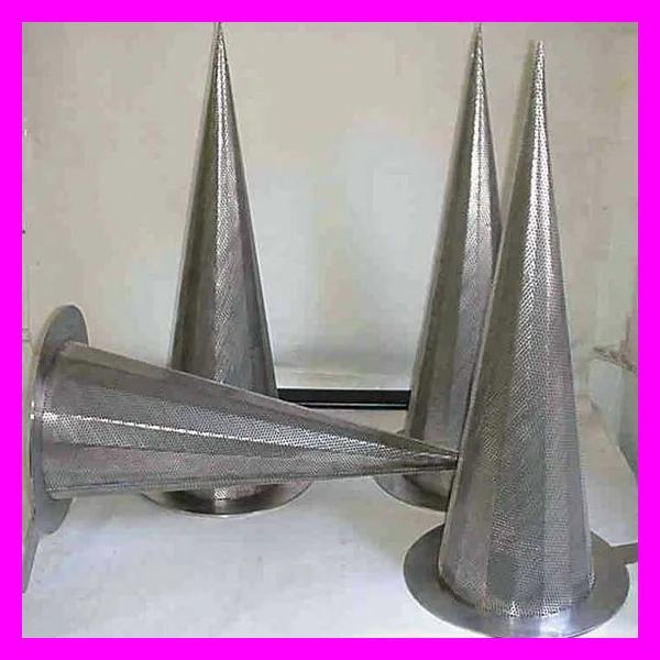 steel heavy duty perforated cone type mesh liner strainers