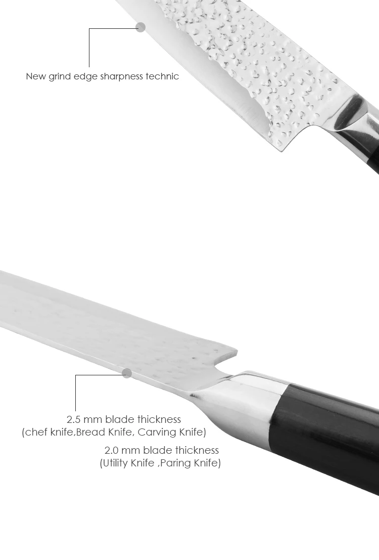 High Quality 6pc German Steel Kitchen Knife Set With Walnut Stand Wood