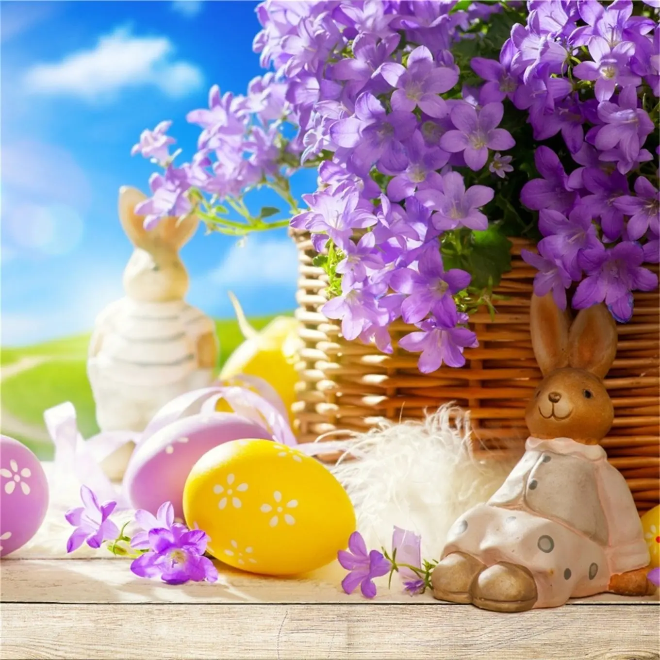 Yeele-Easter-Backdrop 10x8ft Happy Easter Photography Background Eggs Rabbit Sea Level Photo Backdrops Pictures Studio Props Wallpaper